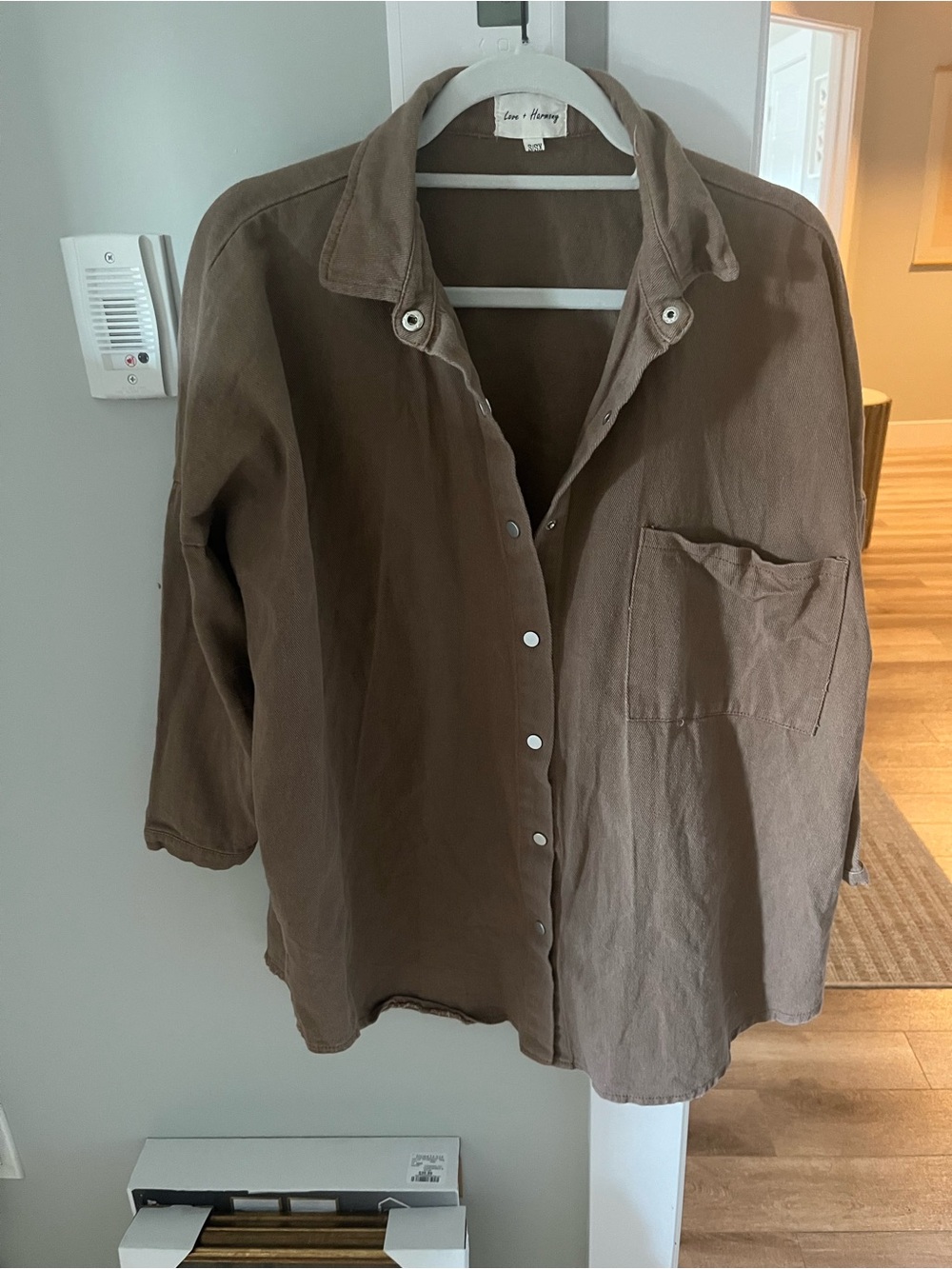 Love & Harmony Brown Relaxed-Fit Button Down Shirt